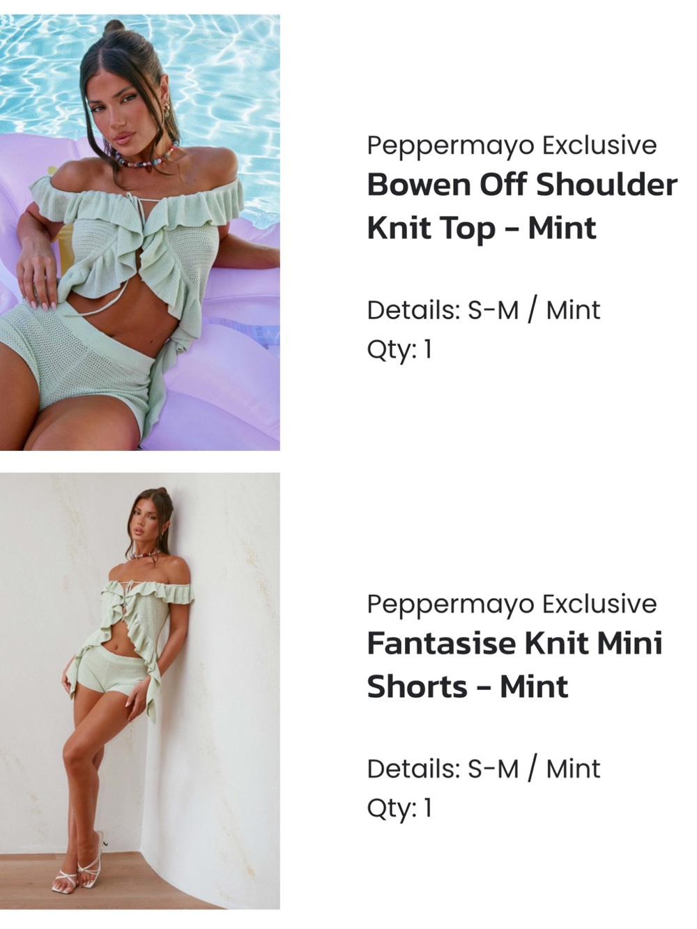 Peppermayo Pastel Mint Knit Top & Shorts Set